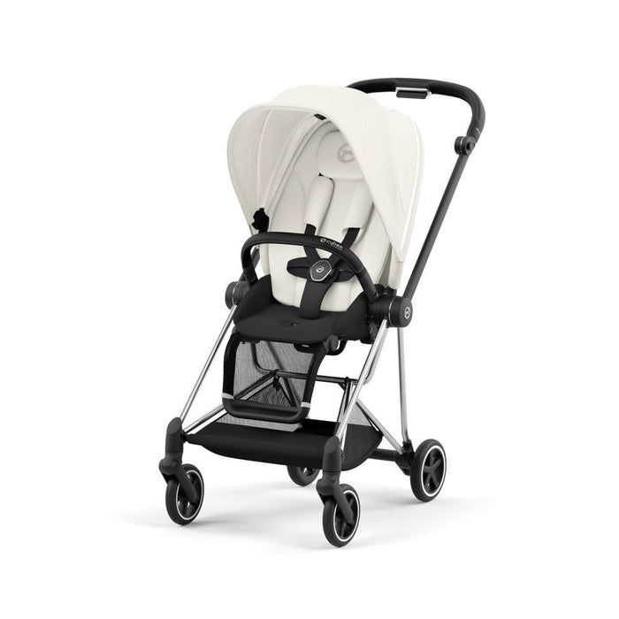 Pack Cybex Platinum Mios Chassis e Assento Chrome Black + Tecidos Off White + Cloud T Plus i-Size 45-87cm White + Base Isofix T