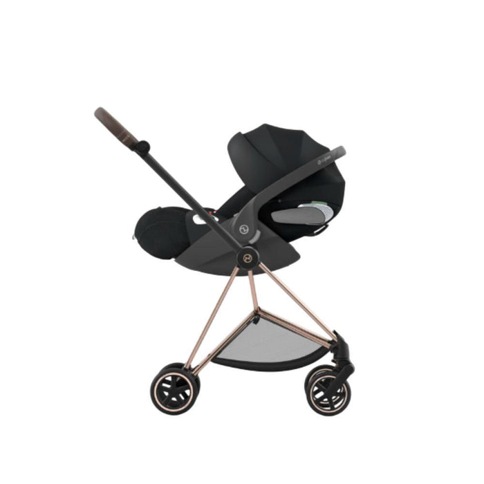 Pack Cybex Platinum Mios Chassis e Assento Rosegold + Tecidos Sepia Black + Cloud T Plus i-Size 45-87cm Sepia Black + Base Isofix T