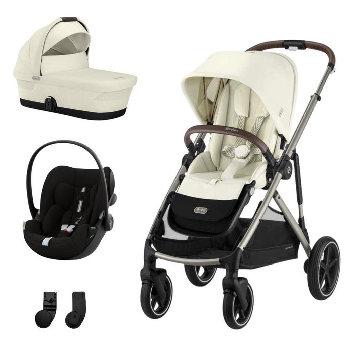 Pack Cybex Gazelle S TPE Seashell Beige + Alcofa Gazelle S Seashell Beige + Cloud G i-Size Plus Moon Black 40-87 cm + Adaptadores