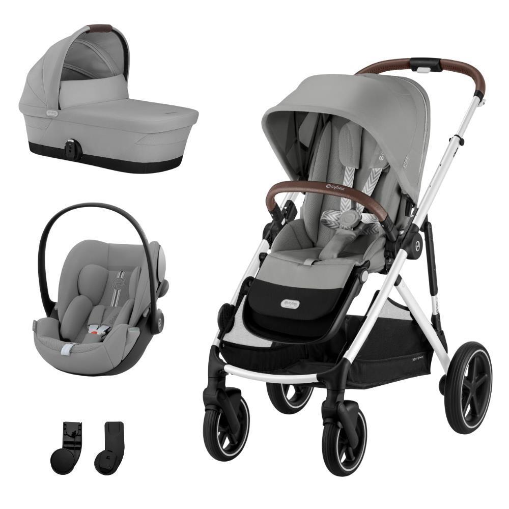 Cybex Gazelle S SLV Stone Grey Bundle + Gazelle S Carrycot Stone Grey + Cloud G i-Size Plus Stone Grey 40-87 cm + Adapters