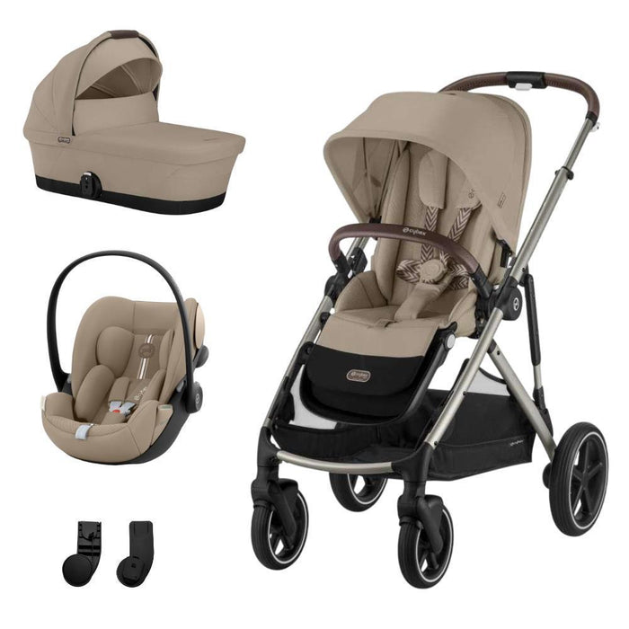 Pack Cybex Gazelle S TPE Almond Beige + Alcofa Gazelle S Almond Beige + Cloud G i-Size Plus Almond Beige 40-87 cm + Adaptadores