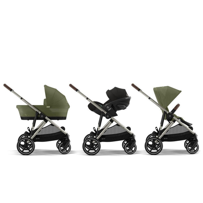 Pack Cybex Gazelle S TPE Moss Green + Alcofa Gazelle S Moss Green + Cloud G i-Size Plus Moon Black 40-87 cm + Adaptadores