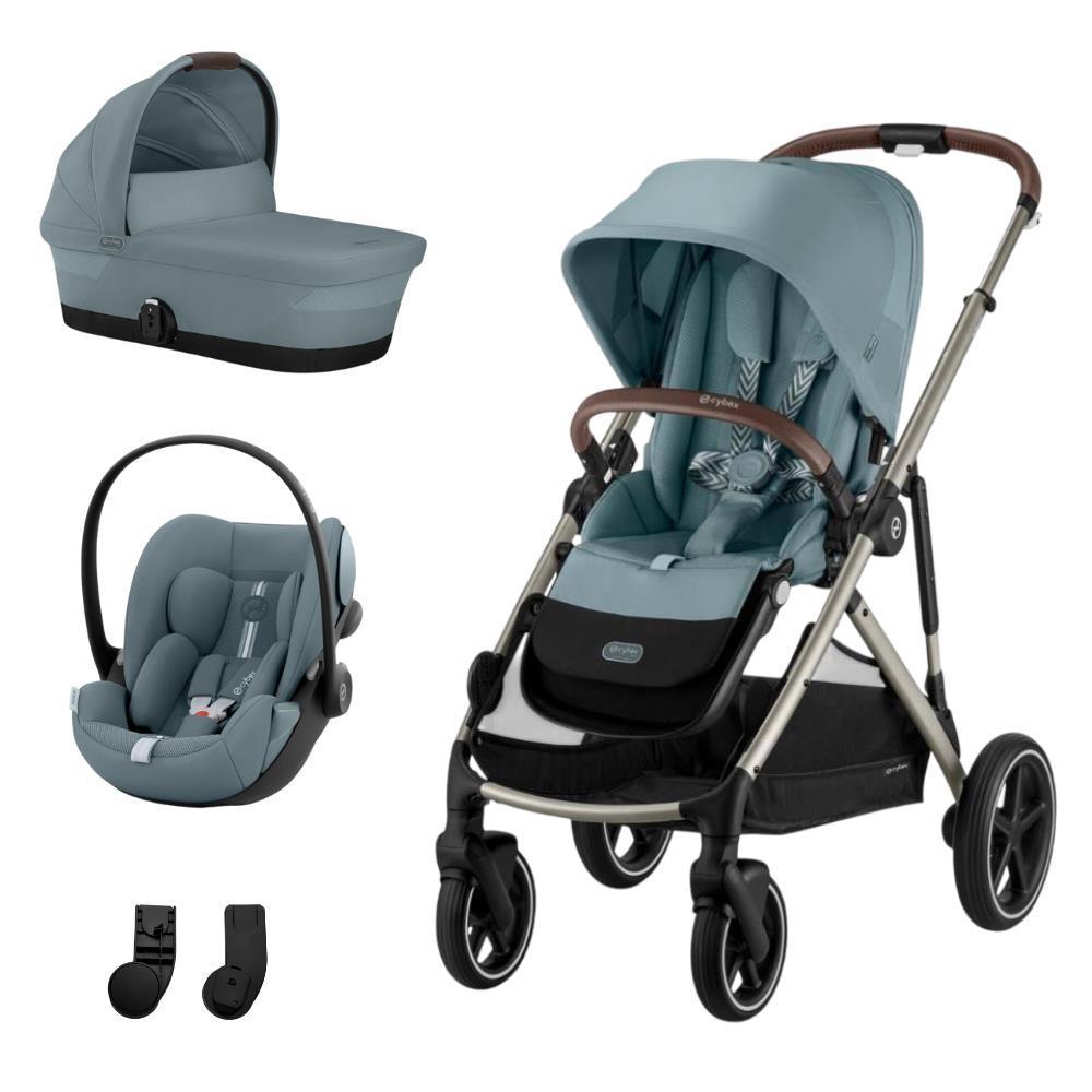 Pack Cybex Gazelle S TPE Azul Tormenta + Capazo Gazelle S Azul Tormenta + Silla de paseo Cloud G i-Size Plus Azul Tormenta 40-87 cm + Adaptadores