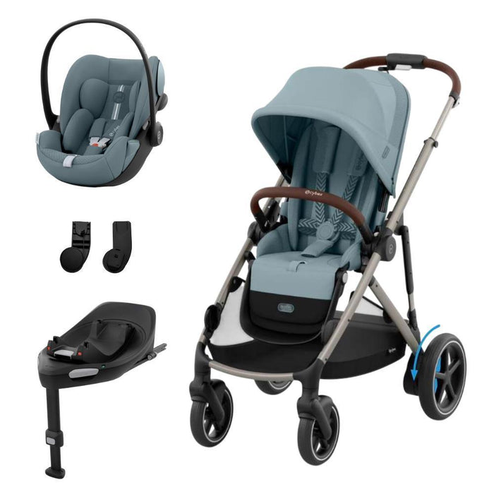 Pack Cybex e-Gazelle S TPE Stormy Blue + Cloud G i-Size Plus Stormy Blue 40-87 cm + Adaptadores + Base Isofix G i-Size