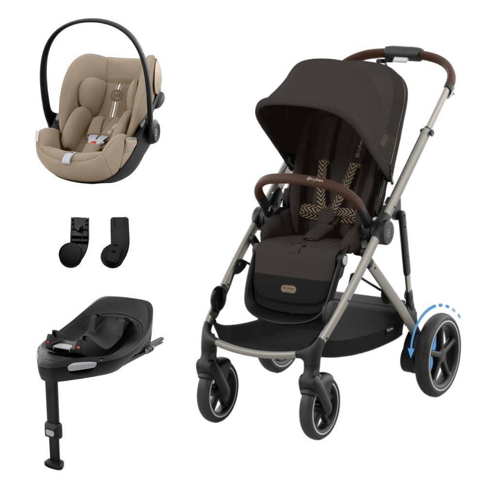 Pack Cybex e-Gazelle S TPE Chocolate Brown + Cloud G i-Size Plus Almond Beige 40-87 cm + Adaptadores + Base Isofix G i-Size