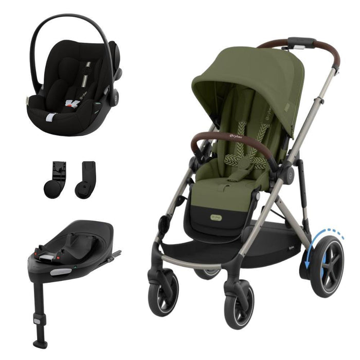 Pack Cybex e-Gazelle S TPE Moss Green + Cloud G i-Size Plus Moon Black 40-87 cm + Adaptadores + Base Isofix G i-Size