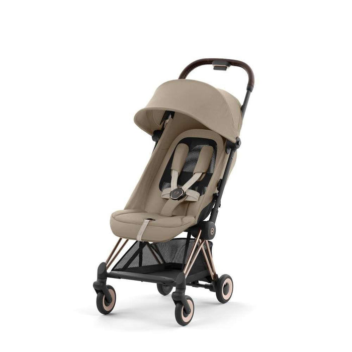 Pack Cybex Coya Rosegold Cozy Beige + Barra de Apoio de Braços Dark Brown