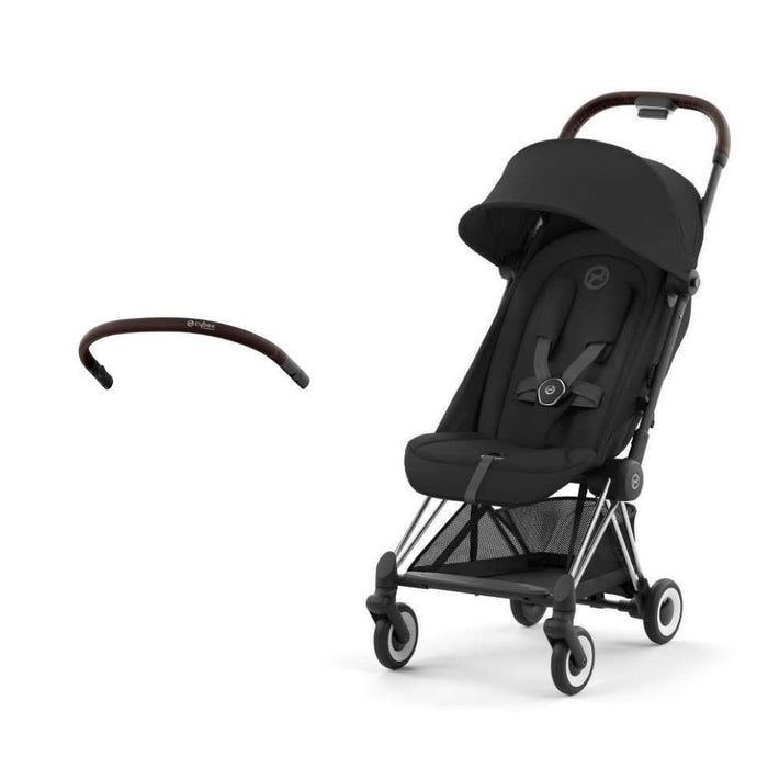 Pack Cybex Coya Chrome Dark Brown Sepia Black + Barra de Apoio de Braços Dark Brown