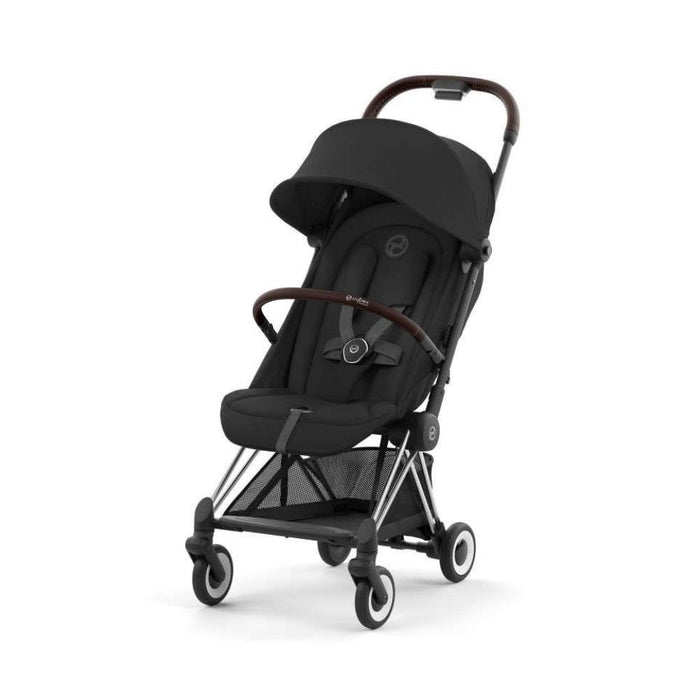 Pack Cybex Coya Chrome Dark Brown Sepia Black + Barra de Apoio de Braços Dark Brown