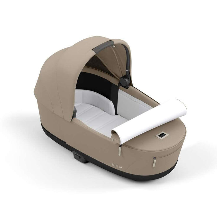 Pack Cybex Platinum Priam com Chassis e Assento Chrome Brown + Pack de Tecidos + Alcofa Priam + Cloud T Plus Cozy Beige + Base Isofix T