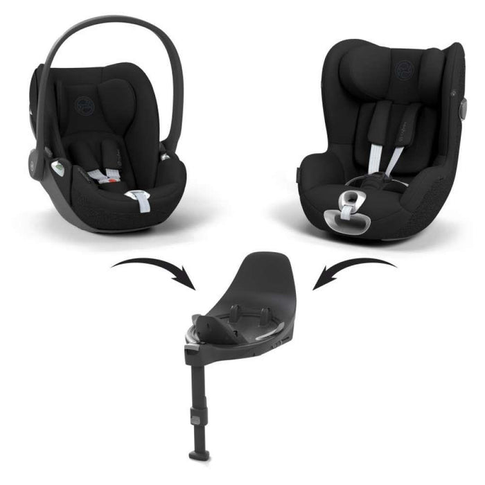 Pack Cybex Platinum Priam com Chassis e Assento Matt Black + Pack de Tecidos + Alcofa Priam + Cloud T Plus Mirage Grey + Base Isofix T