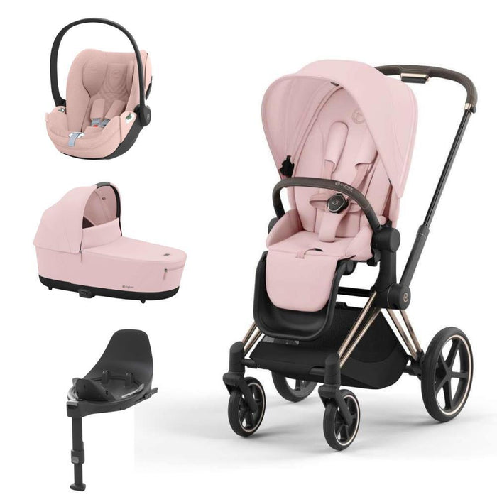 Pack Cybex Platinum Priam com Chassis e Assento Rosegold + Pack de Tecidos + Alcofa Priam + Cloud T Plus Peach Pink + Base Isofix T