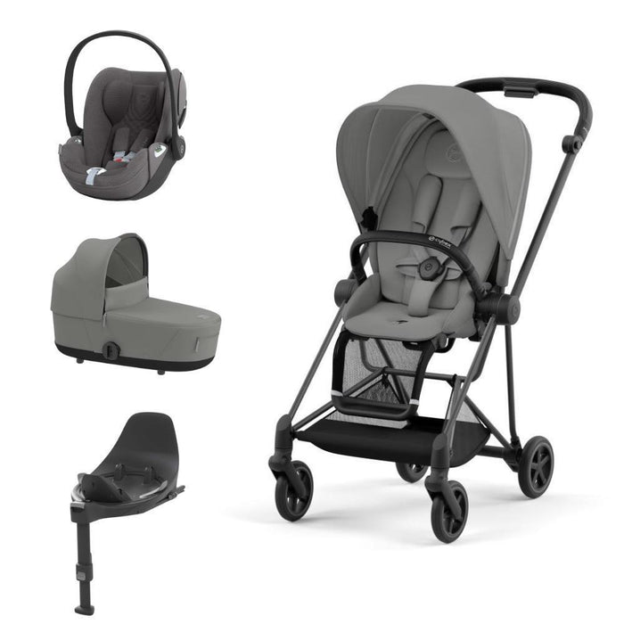 Pack Cybex Platinum Mios com Chassis e Assento Matt Black + Pack de Tecidos + Alcofa Mios Lux + Cloud T Plus Mirage Grey+ Base Isofix T