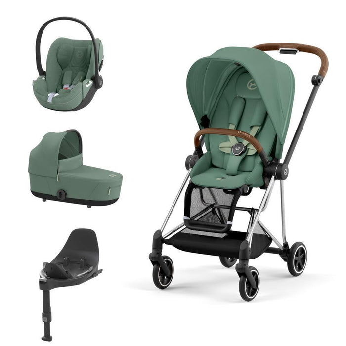 Pack Cybex Platinum Mios com Chassis e Assento Chrome Brown+ Pack de Tecidos + Alcofa Mios Lux + Cloud T Plus Leaf Green + Base Isofix T