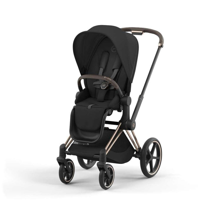 Pack Cybex Platinum Priam com Chassis e Assento Rosegold + Pack de Tecidos + Alcofa Priam + Cloud T Sepia Black 45-87cm