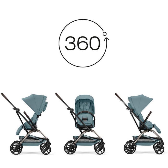 Carrinho Cybex Eezy S Twist+ 2 TPE Stormy Blue - Chassis Taupe