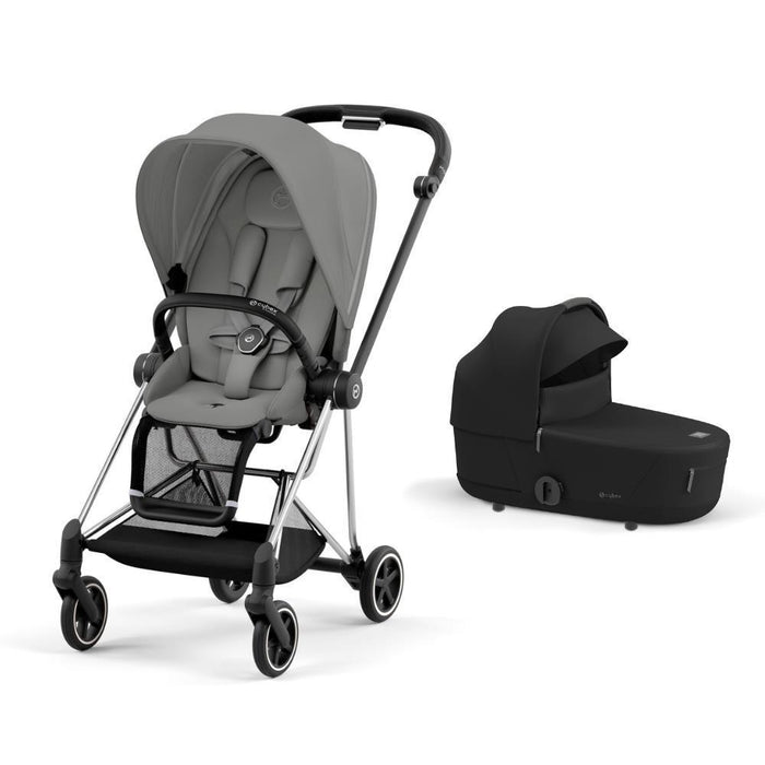Pack Cybex Platinum Mios Chrome Black + Pack de Tecidos Mirage Grey+ Alcofa Mios Lux Sepia Black