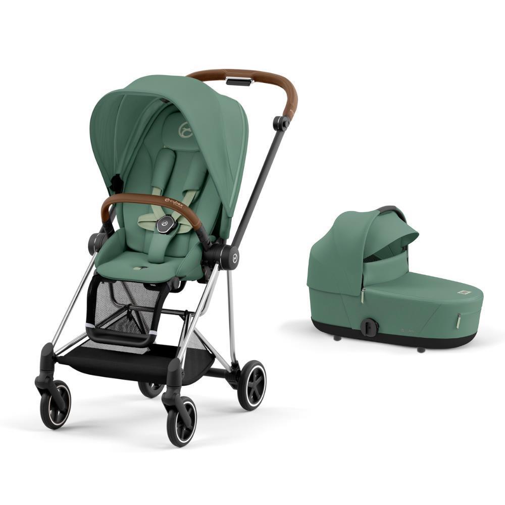 Cybex Platinum Mios Chrome Brown Bundle + Leaf Green Seat Pack + Mios Lux Leaf Green Carrycot