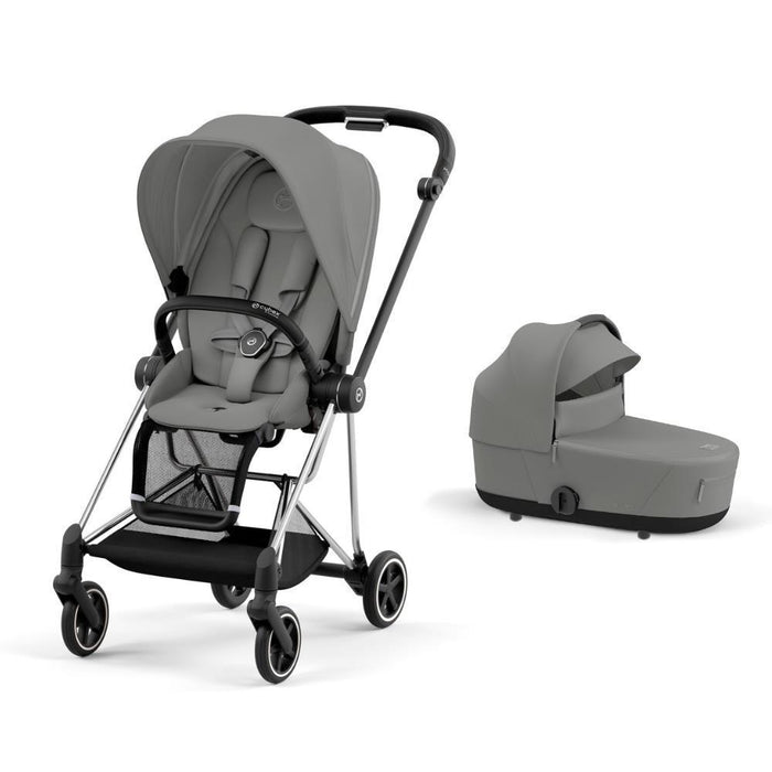 Pack Cybex Platinum Mios Chrome Black + Pack de Tecidos Mirage Grey + Alcofa Mios Lux Mirage Grey