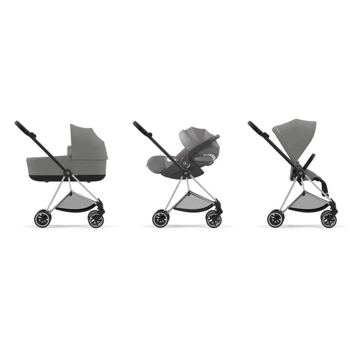 Pack Cybex Platinum Mios Chrome Black + Pack de Tecidos Mirage Grey + Alcofa Mios Lux Mirage Grey