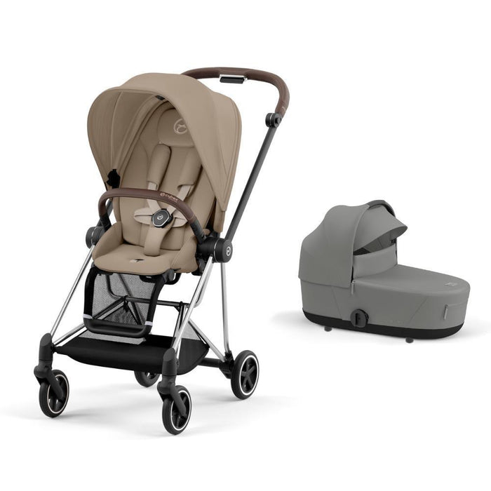 Pack Cybex Platinum Mios Chrome Brown + Pack de tela Cozy Beige + Bolso Mios Lux Mirage Grey