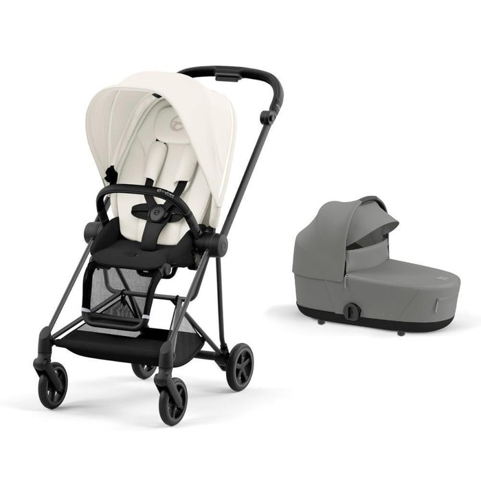 Pack Cybex Platinum Mios Matt Black + Pack de Tecidos Off White + Alcofa Mios Lux Mirage Grey