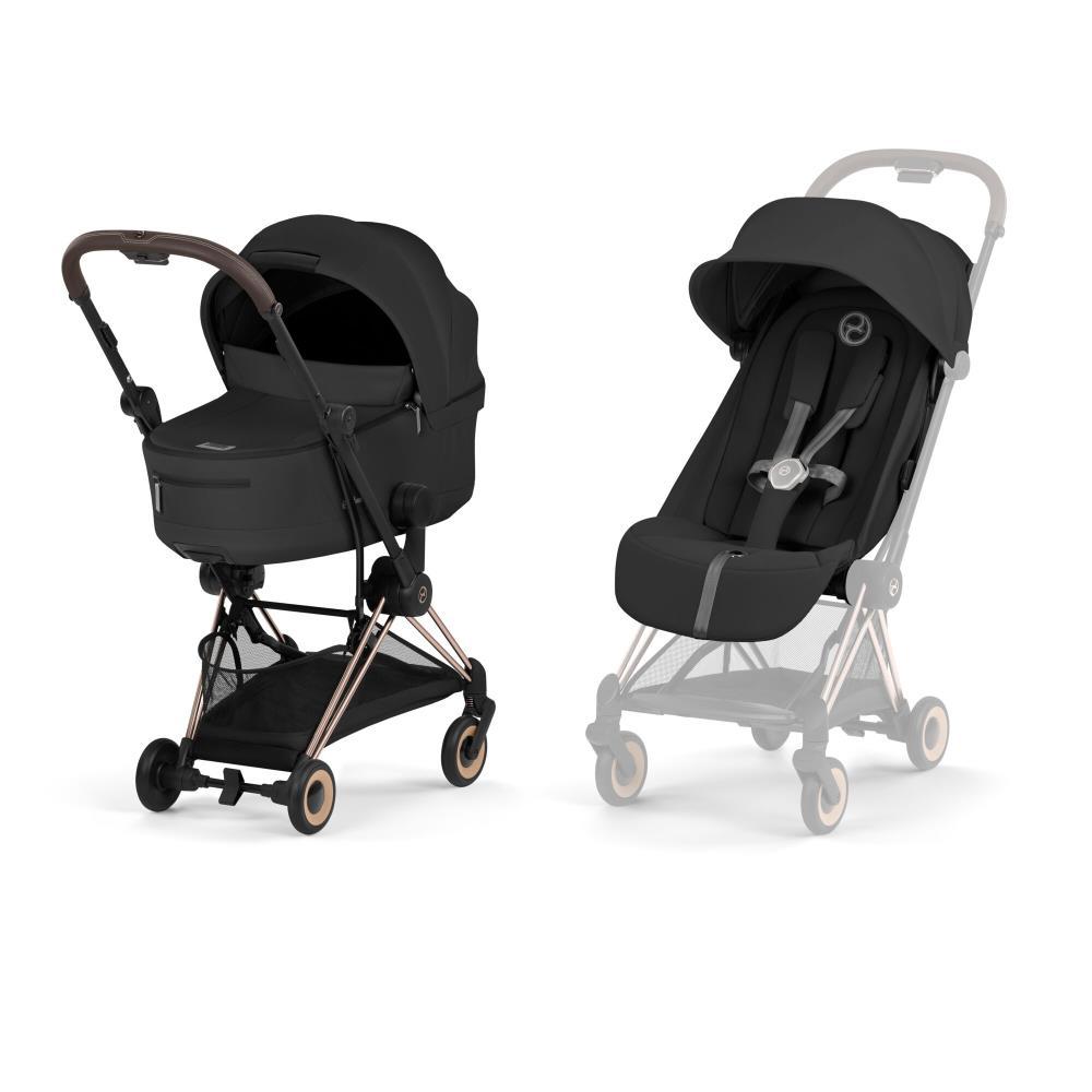 Pack Cybex Platinum Coya Comfort Rosegold + Alcofa Dobrável Sepia Black
