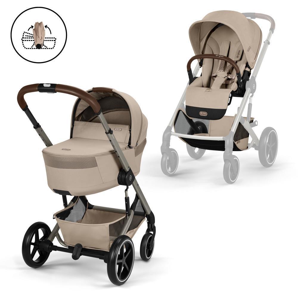 Cybex Balios S Lux Pushchair + Balios Fold Carrycot Bundle Almond Beige