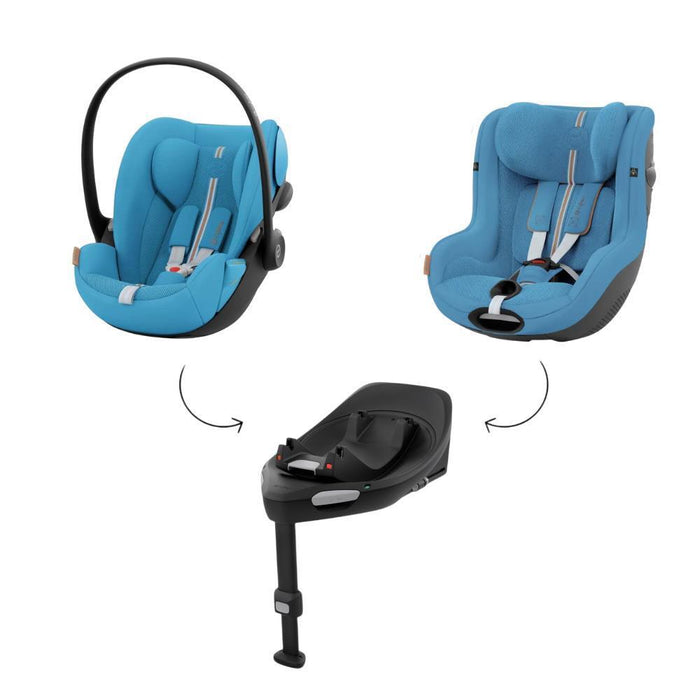 Pack Cybex Cloud G i-Size Plus Beach Blue 40-87cm (Coleção 2024)+ Sirona G i-Size Plus Beach Blue 61-105 cm (Coleção 2024) + Base Isofix G i-S