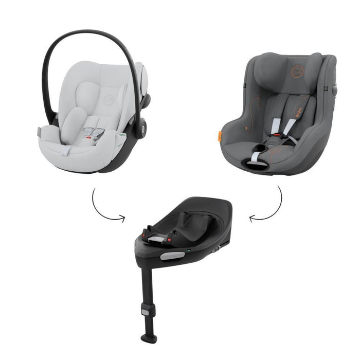 Pack Cybex Cloud G i-Size Fog Grey 40-87cm+ Sirona G i-Size Lava Grey 61-105 cm (Coleção 2024) + Base Isofix G i-Size