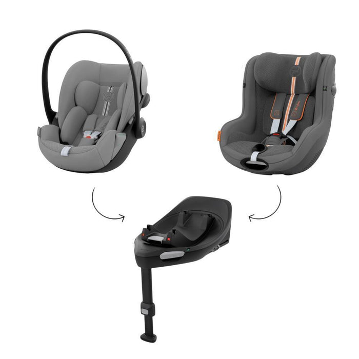 Pack Cybex Cloud G i-Size Plus Stone Grey 40-87cm+ Sirona G i-Size Plus Lava Grey 61-105 cm (Coleção 2024) + Base Isofix G i-Size