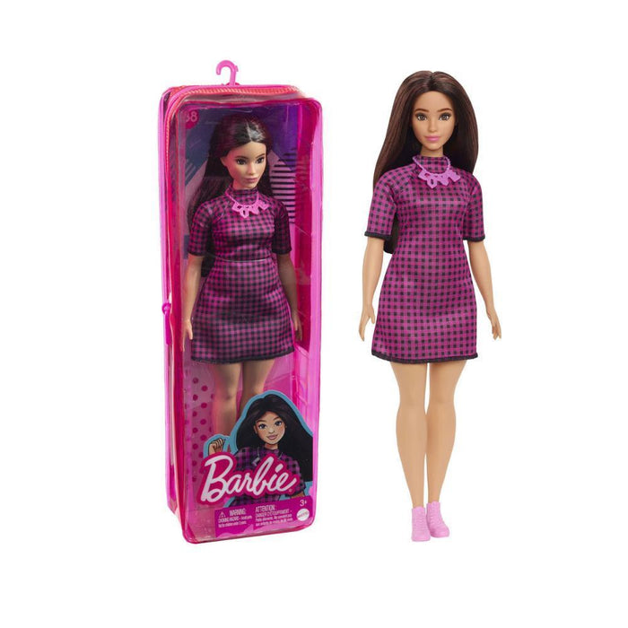 Barbie Fashionista com Vestido Rosa aos Quadrados