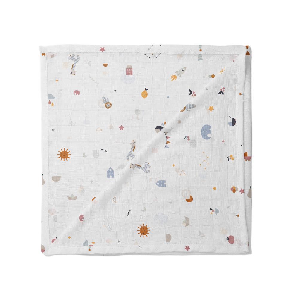 Muselina con estampado de firma de bambú 120x120cm