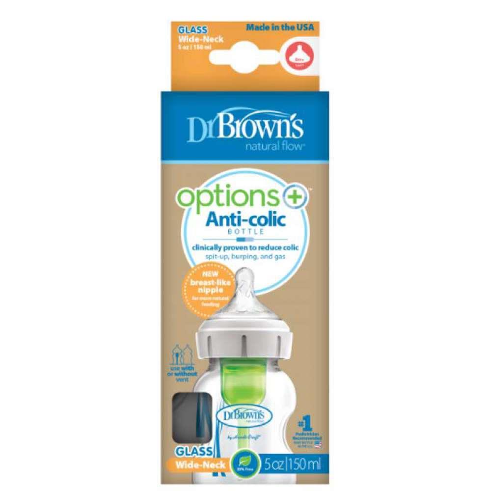 Biberão DrBrowns Options Boca Larga em Vidro 150ml 0+
