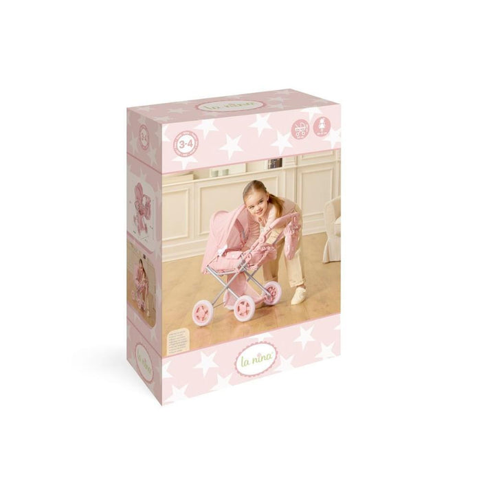 Carrinho com Alcofa para Bonecas La Nina Carlota Pink 68cm