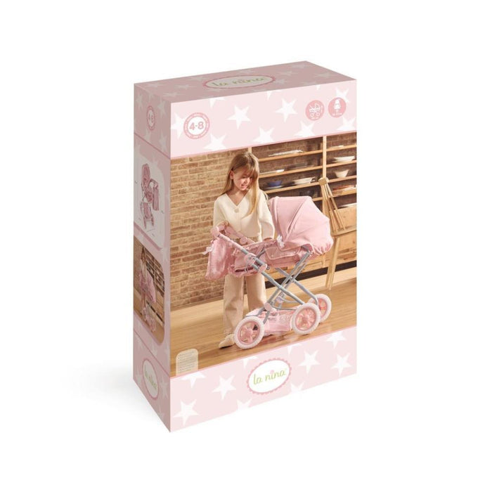 Carrinho com Alcofa para Bonecas La Nina Carlota Pink 85cm