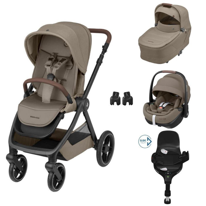 Pack Maxi-Cosi Oxford Plus com Alcofa Sense + Pebble 360 Pro² Twillic Truffle + Adaptadores + Base FamilyFix 360 Pro