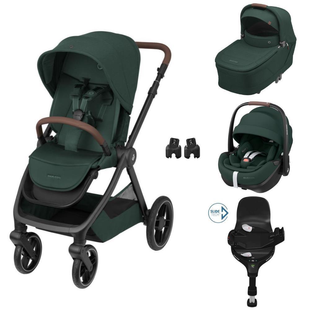 Maxi-Cosi Oxford Plus Travel System with Sense Carrycot + Pebble 360 Pro² Twillic Green + Adapters + FamilyFix 360 Pro Base