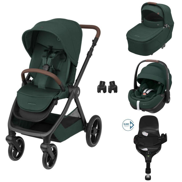 Pack Maxi-Cosi Oxford Plus com Alcofa Sense + Pebble 360 Pro² Twillic Green + Adaptadores + Base FamilyFix 360 Pro
