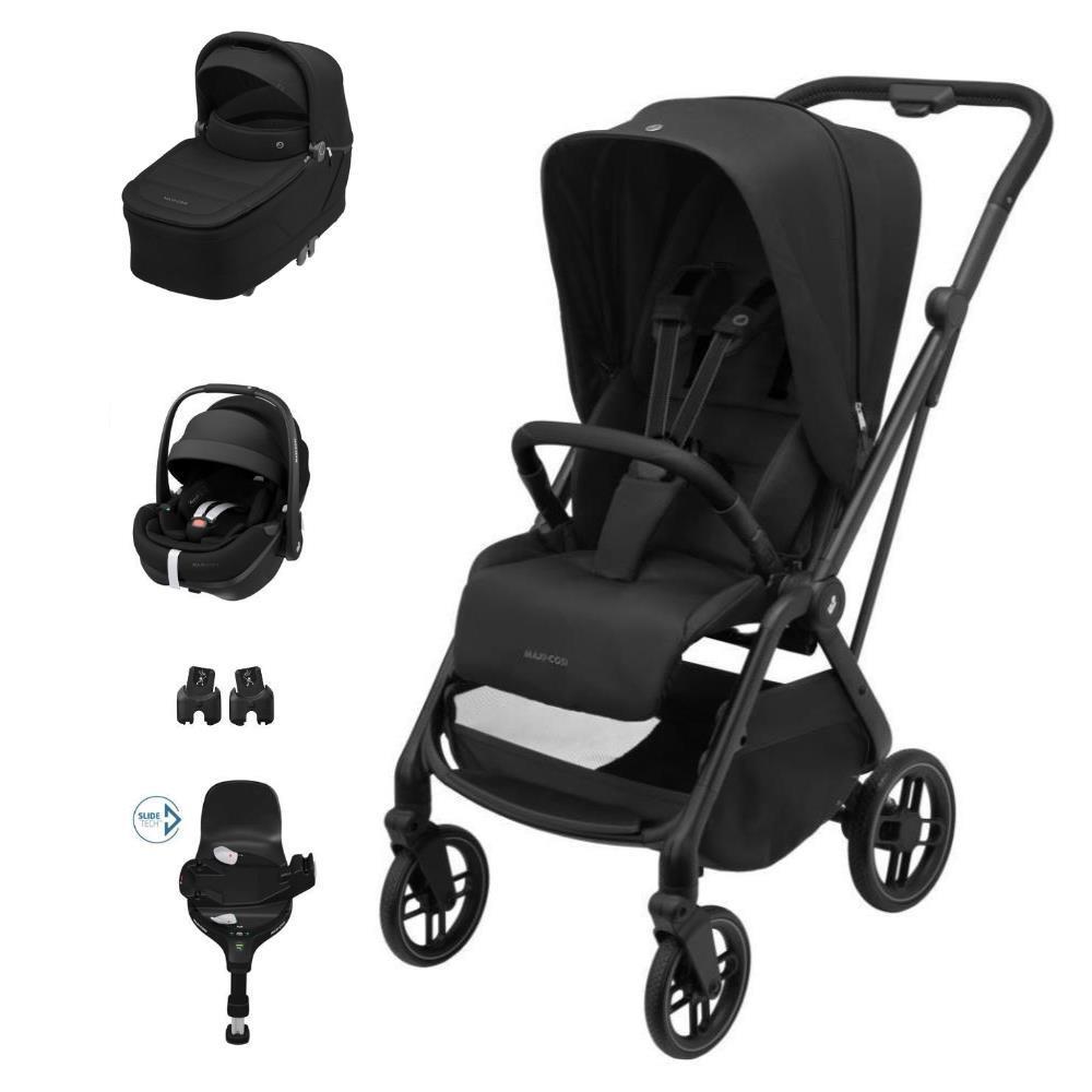 Pack Maxi-Cosi Leona² + Capazo Sense + Silla de paseo Pebble 360 ​​Pro² Twillic Negra + Adaptadores + Base FamilyFix 360 Pro
