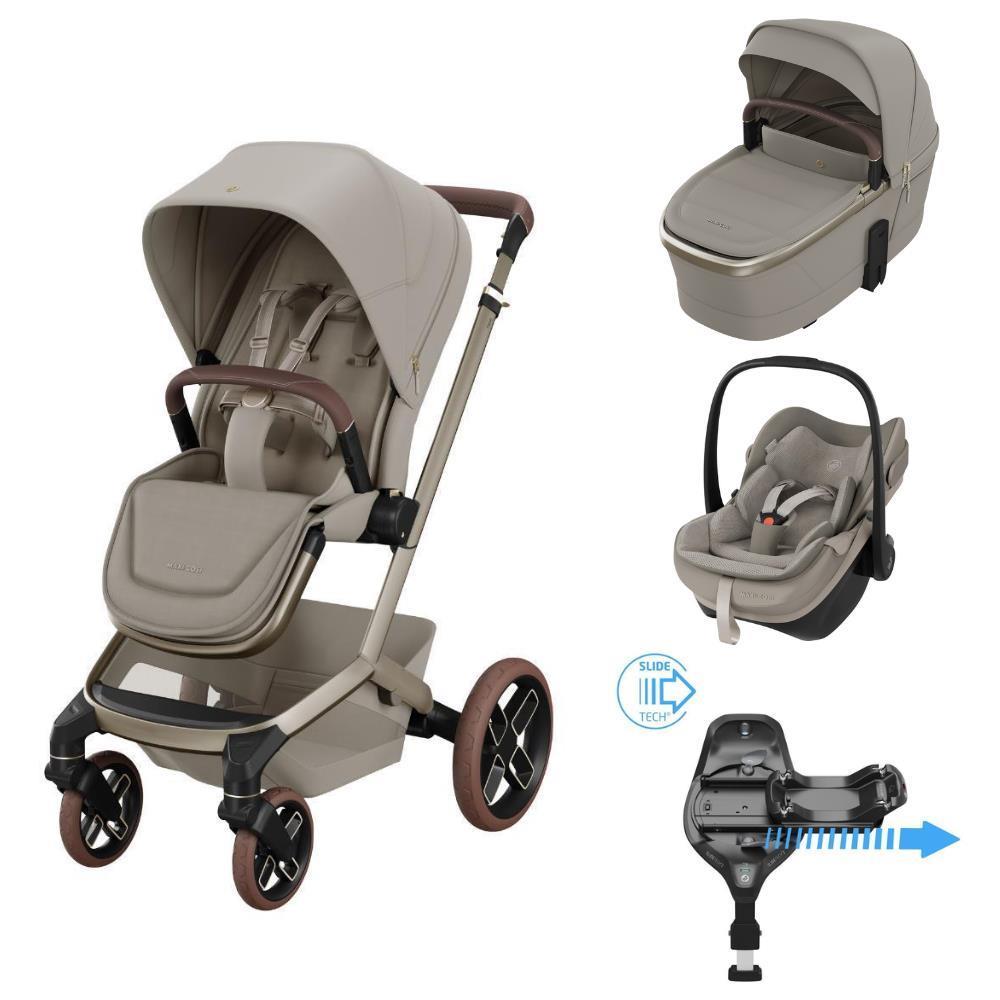 Pack Maxi-Cosi Fame + Alcofa Fame + Pebble Slide Pro Sapphire Sand + Base FamilyFix Slide Pro