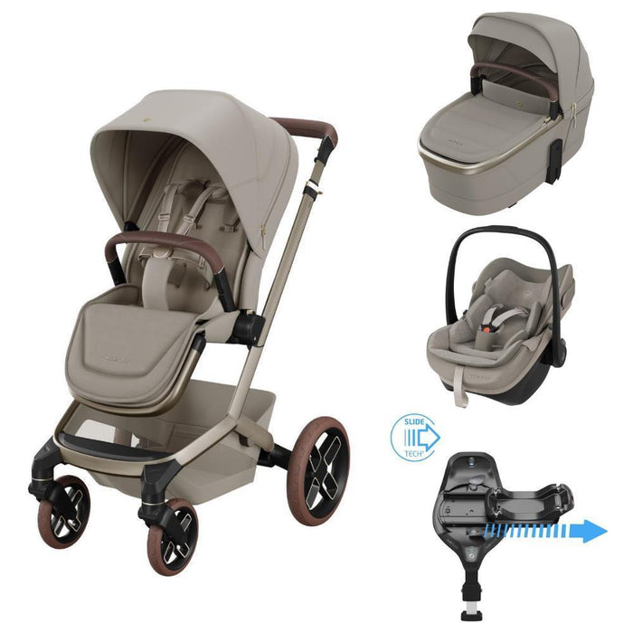 Pack Maxi-Cosi Fame + Alcofa Fame + Pebble Slide Pro Sapphire Sand + Base FamilyFix Slide Pro