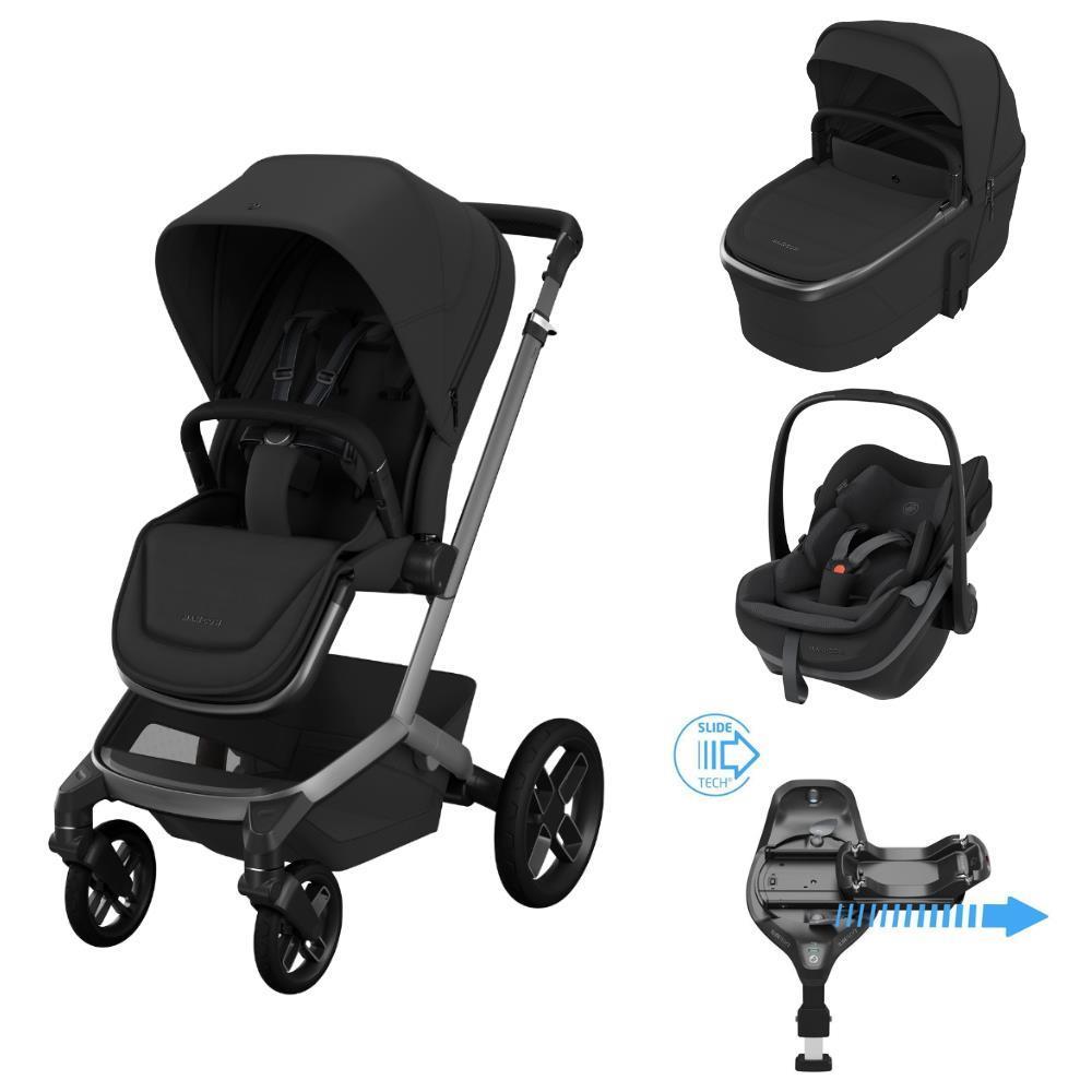 Pack Maxi-Cosi Fame + Alcofa Fame + Pebble Slide Pro Onyx Black + Base FamilyFix Slide Pro
