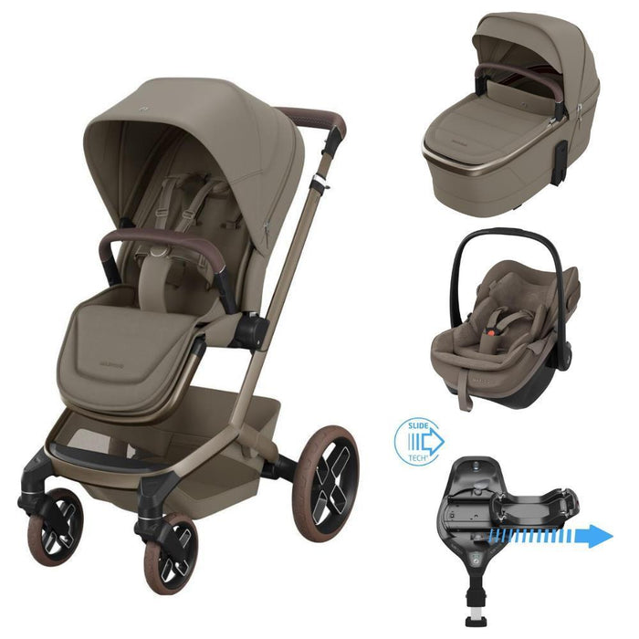 Pack Maxi-Cosi Fame + Alcofa Fame + Pebble Slide Pro Oak Truffle + Base FamilyFix Slide Pro