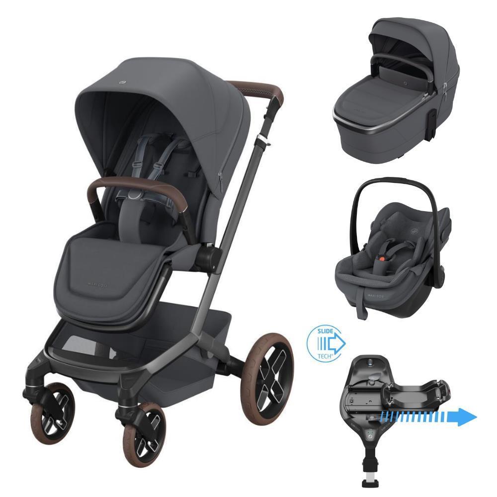 Maxi-Cosi Fame Pack + Fame Carrycot + Pebble Slide Pro Moon Graphite + FamilyFix Slide Pro Base