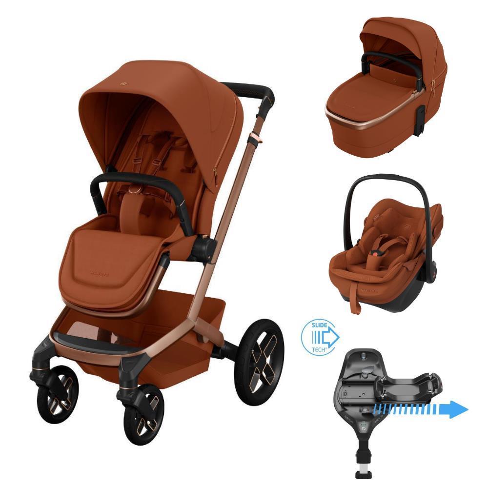 Pack Maxi-Cosi Fame + Alcofa Fame + Pebble Slide Pro Copper Terra + Base FamilyFix Slide Pro