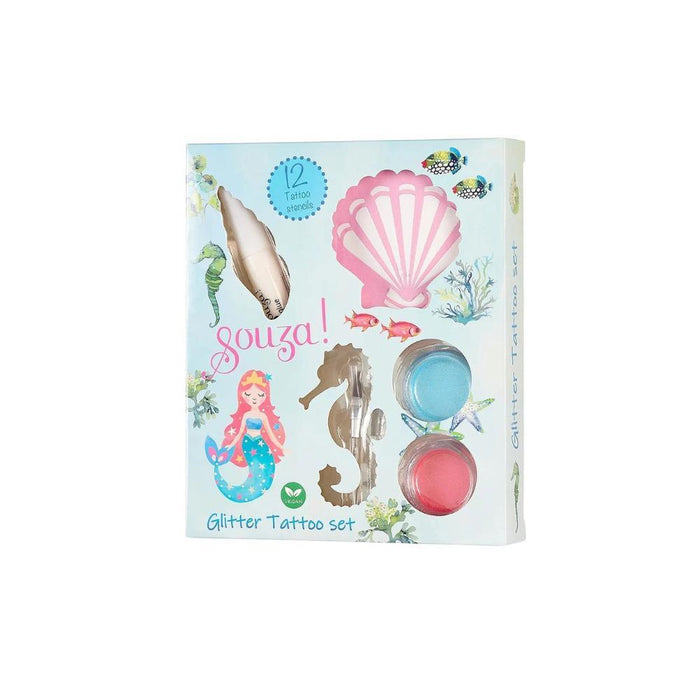 Conjunto de tatuajes de purpurina de sirena