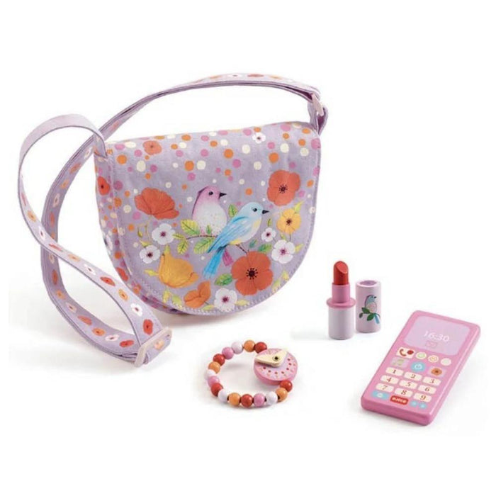 Birdie Wooden Crossbody Bag with Accessories