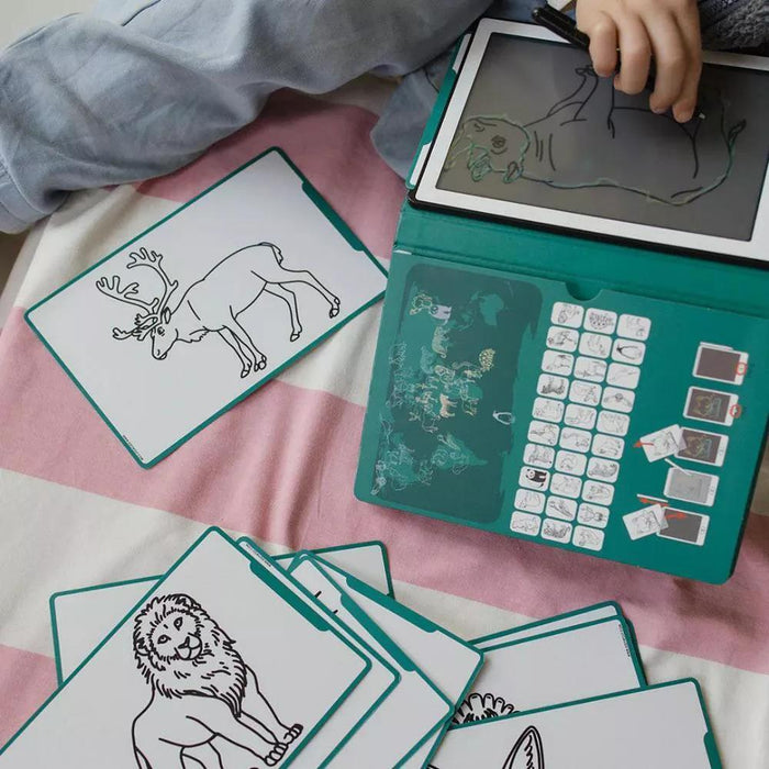 Tablet de Desenho a Cores LCD com Capa Kidydraw Animais Selvagens