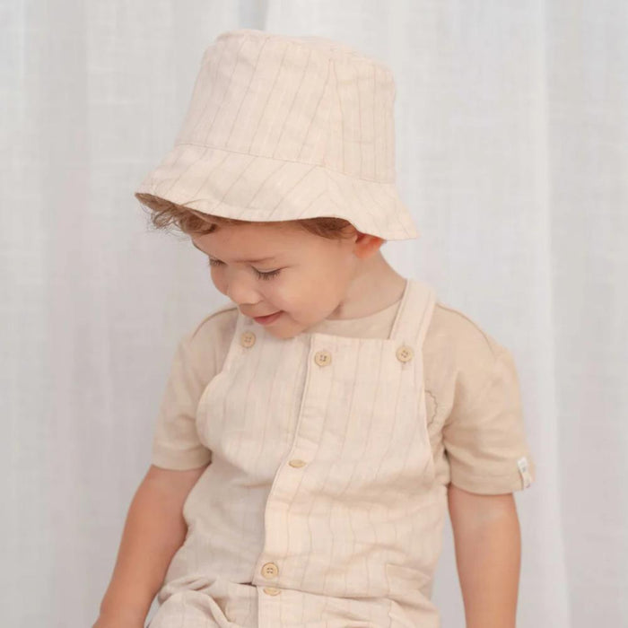 Chapéu de Sol Little Dutch Sand Stripes/Bege Reversível T1 9-18m